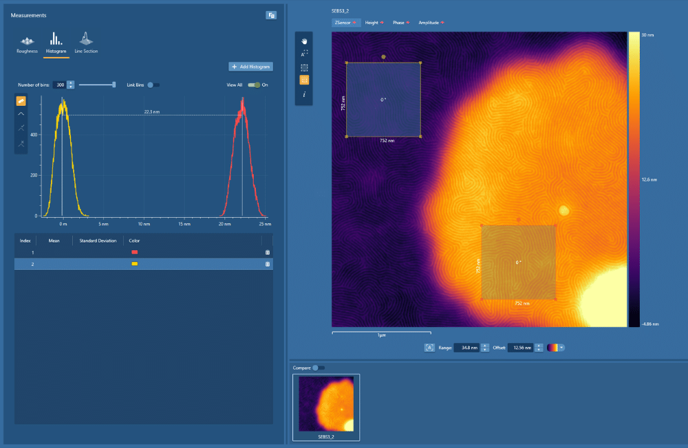 Ergo AFM software offline histogram